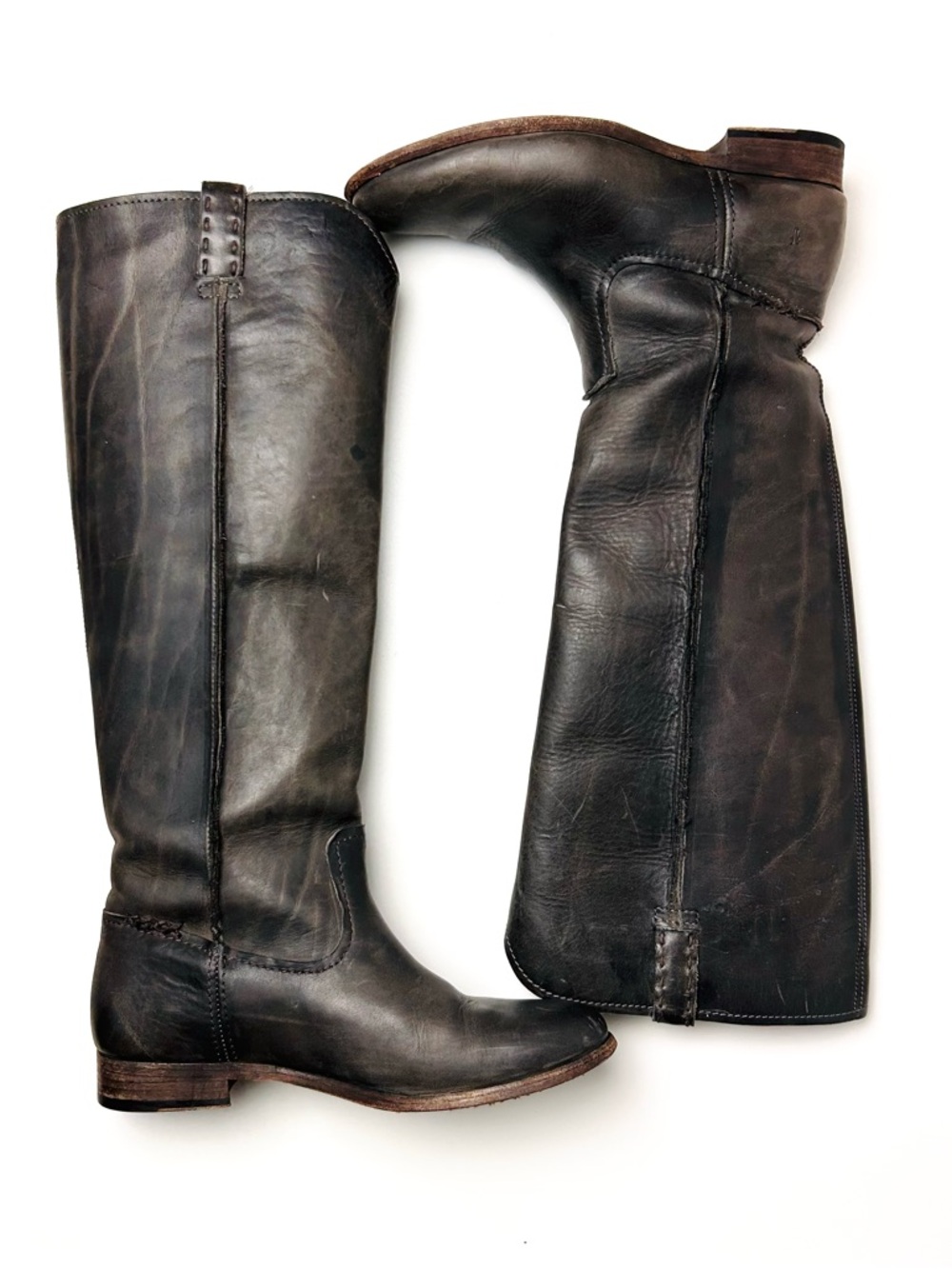 Frye Cara Tall Riding Boots – Smoke Gray Washed Leather – Size 9.5 B